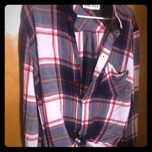 Plaid plus size button up flannel